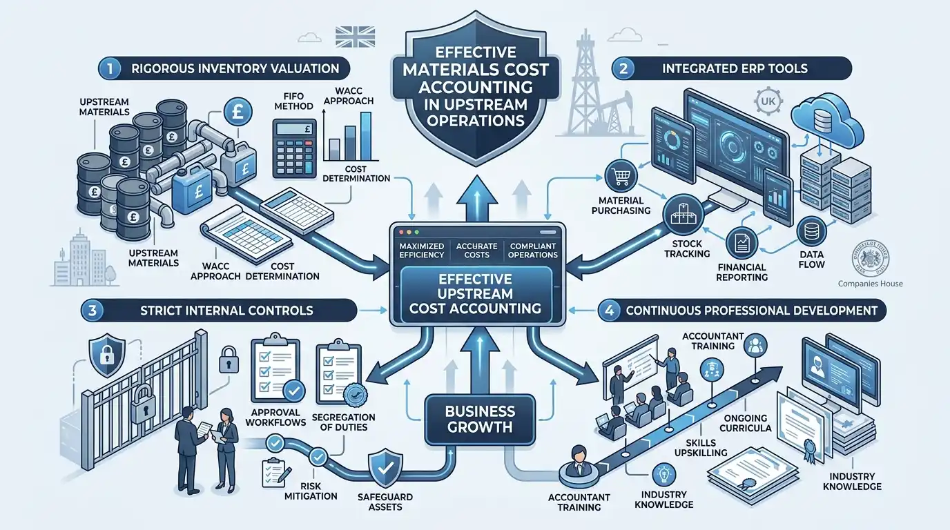 What Key Components Drive Effective Materials Cost Accounting in Upstream Operations?