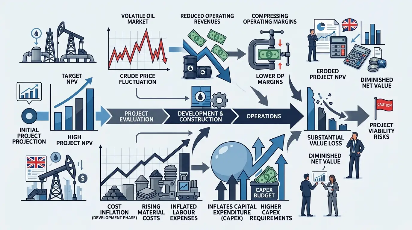 How Do Fluctuating Crude Prices and Cost Inflation Impact Upstream Project Net Present Value?